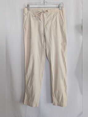 Lou&Grey Women's XS Cream Drawstring Casual Ankle Pants Linen Summer Cream Light